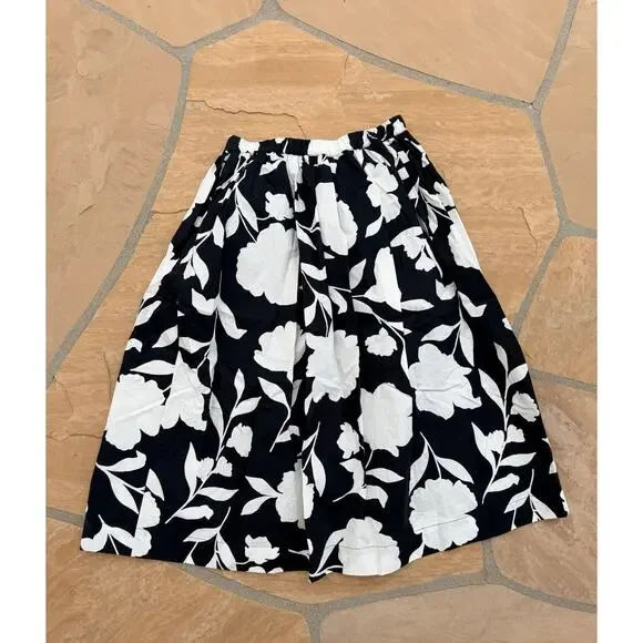 Kate Spade Skirt Womens Small Black White Floral Midi Target Collab Lined - Picture 4 of 4